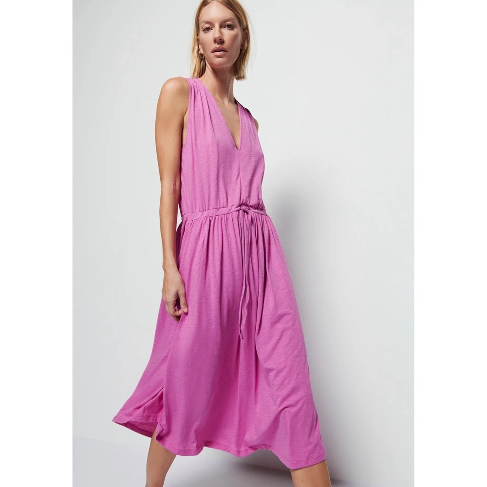 NWT Nation LTD Brianna Rosebud Pink Pima Cotton Midi Sleeveless Dress Sz M Beach